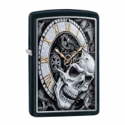  Zippo - 29854 Skull Clock Design - Black Matte